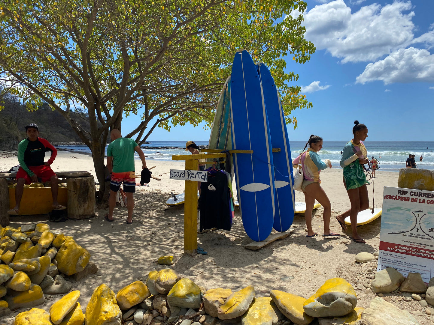 Surfboard rental on the beach of San Juan Del Sur.