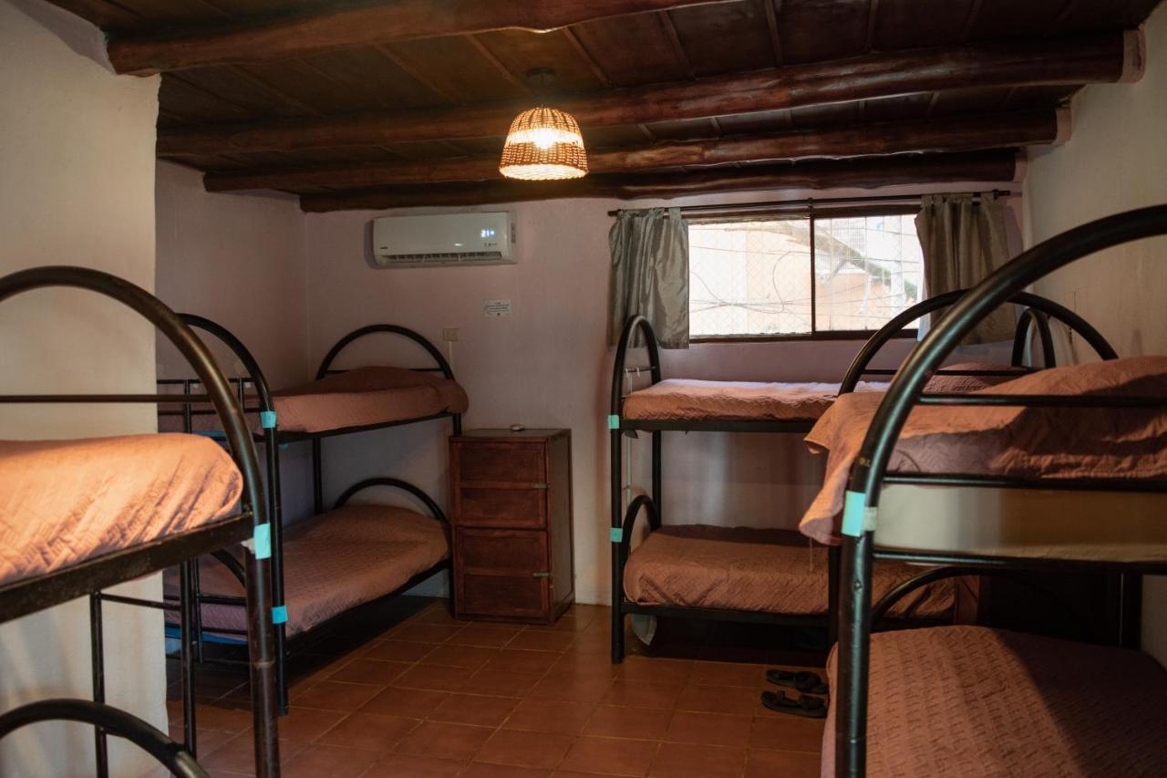 Bunk beds for eight small group trip participants in La Botella De Leche hostel in Tamarindo.