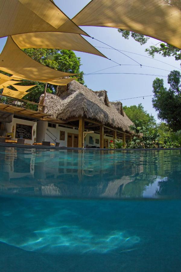 Underwater view of the pool area in the Michanti Hotel.