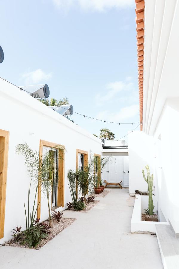 Ourdoor walkway to the Dreamsea Surf House rooms for the Fuerteventura group trip.