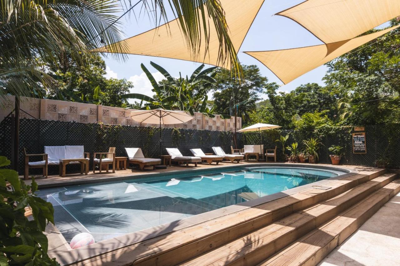 Pool and chair area of the Michanti hotel in El Zonte El Salvador.